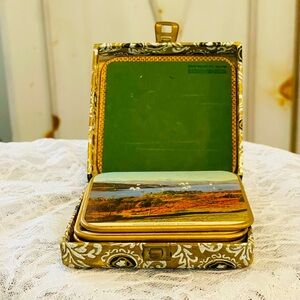 Vintage Win-El-Ware Souvenir 2 Coasters & Box Made in England Collectible Case!